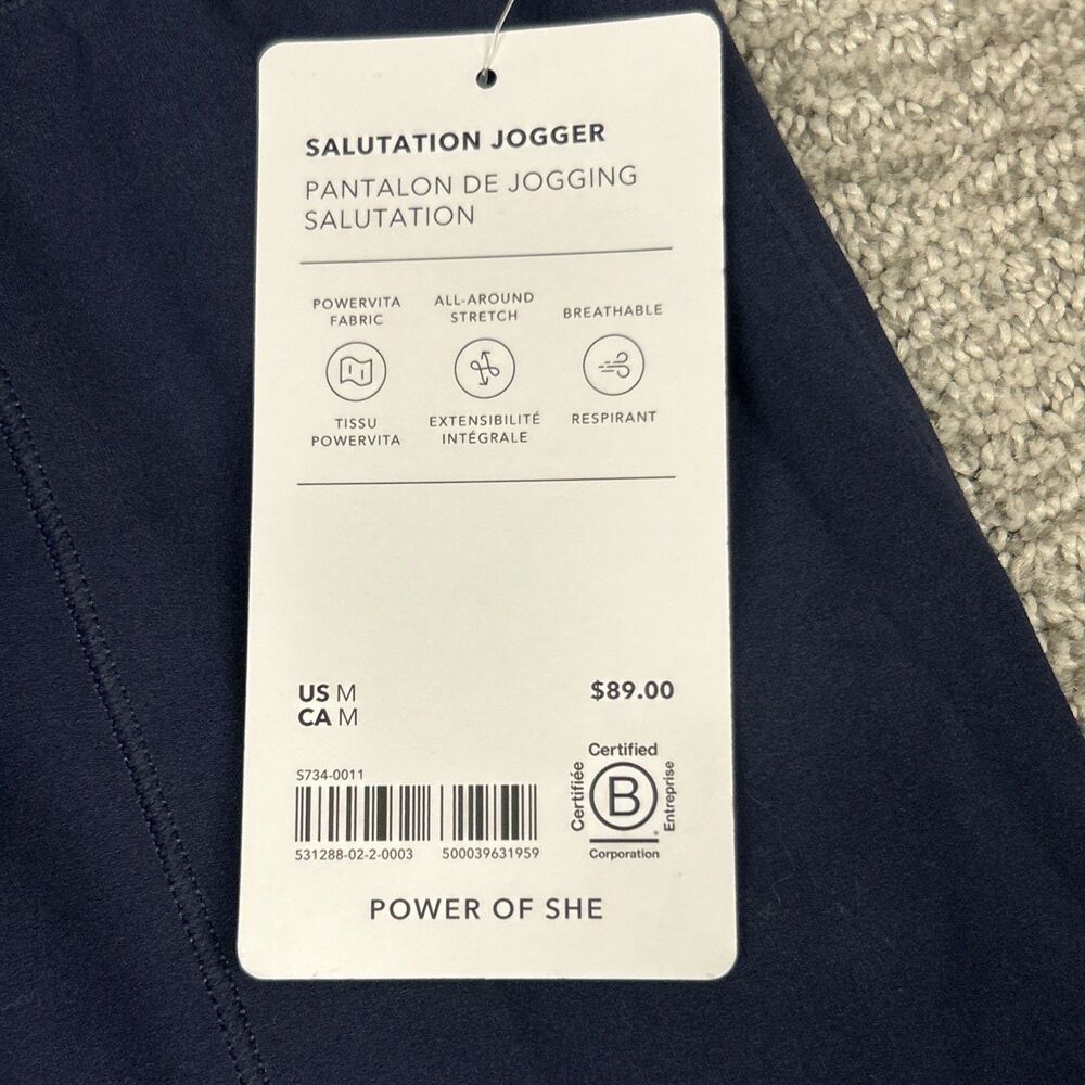 Athleta Salutation High Rise Joggers Womens Medium Navy Pockets 531288 Yoga New - Picture 5 of 11